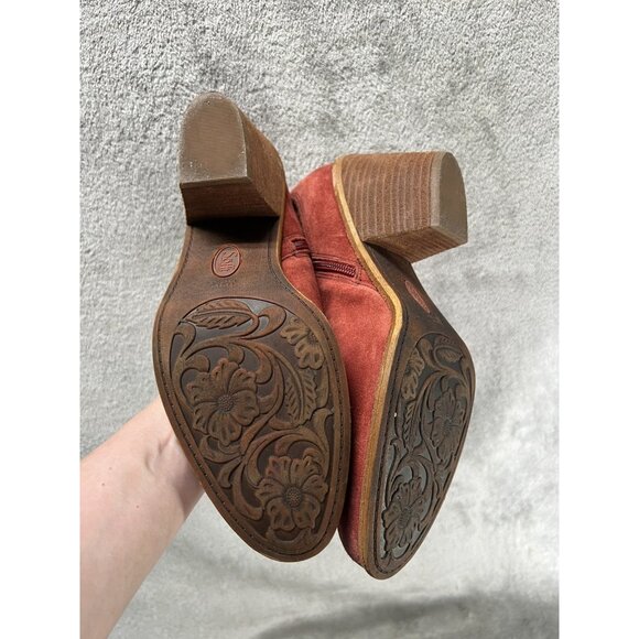 Sofft Women’s 11 Taylie Spice Red Suede Leather Casual Zip Ankle Boots Cowboy - Picture 7 of 8